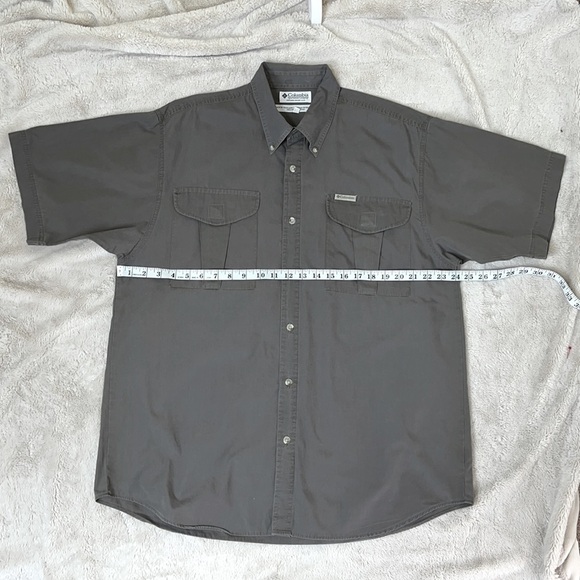 Columbia Men's Gray Button Down Flap Pocket Cotton Outdoor Shirt - Sz Large - Picture 5 of 9